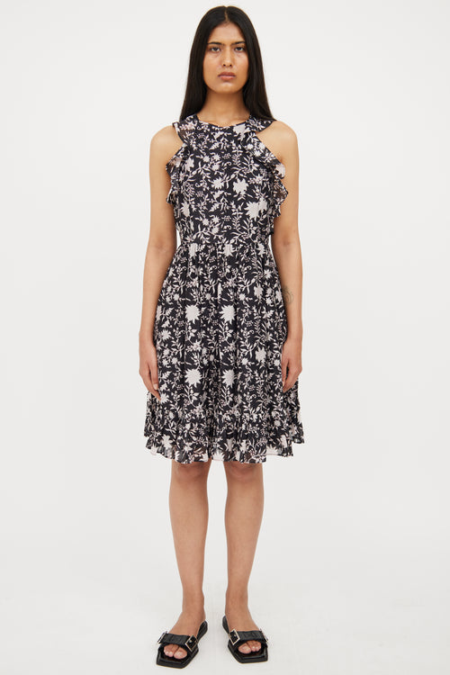 Ulla Johnson Black & White Floral Halter Dress