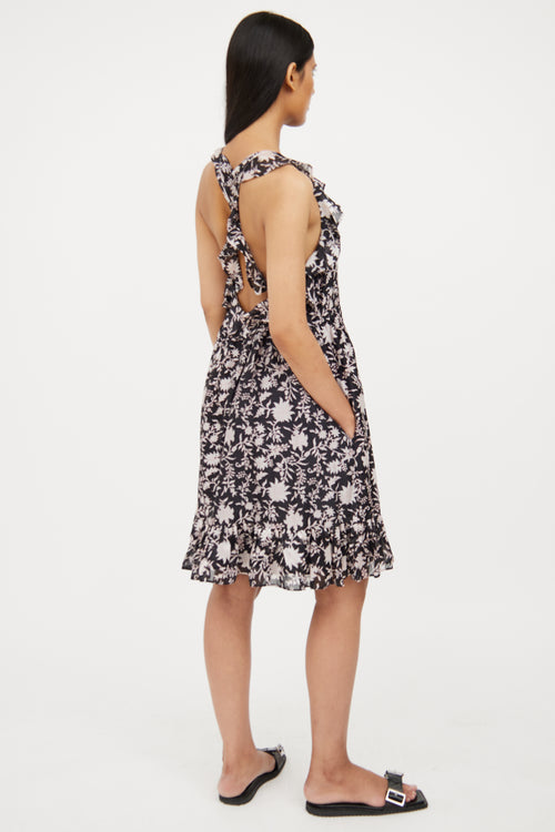 Ulla Johnson Black & White Floral Halter Dress