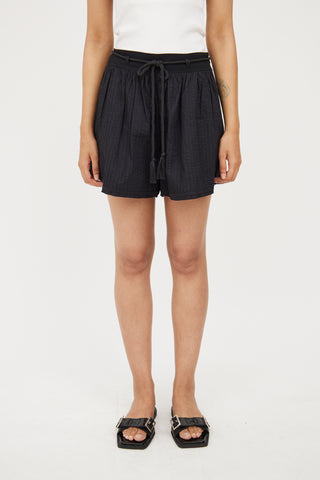 Ulla Johnson Black Stitched Rope Belted Short