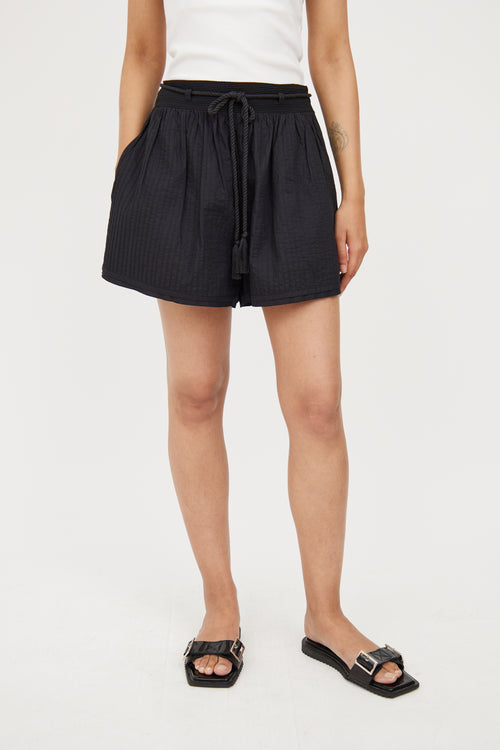 Ulla Johnson Black Stitched Rope Belted Short