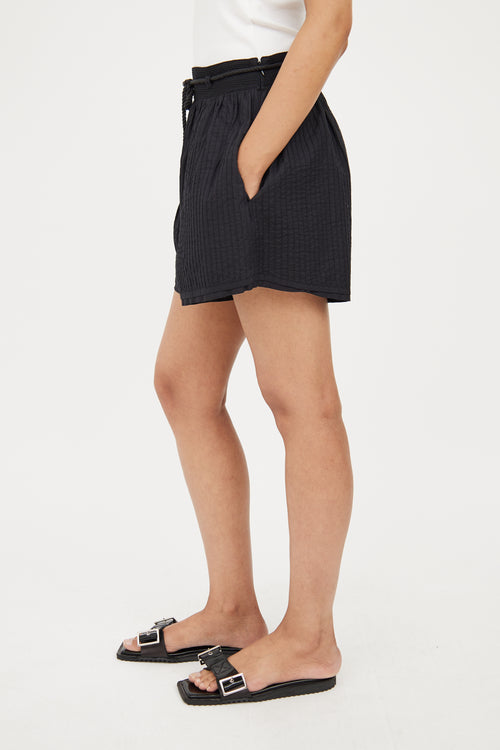 Ulla Johnson Black Stitched Rope Belted Short