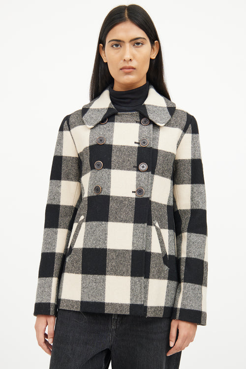 Ulla Johnson Cream &  Black Checker Button Jacket