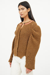 Ulla Johnson Brown Knit Wool Cardigan
