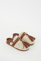 Ulla Johnson Cream Shearling Brown Leather Ruby Mule