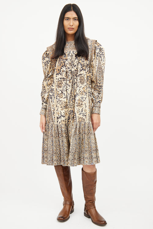 Ulla Johnson Cream Print Corduroy Dress