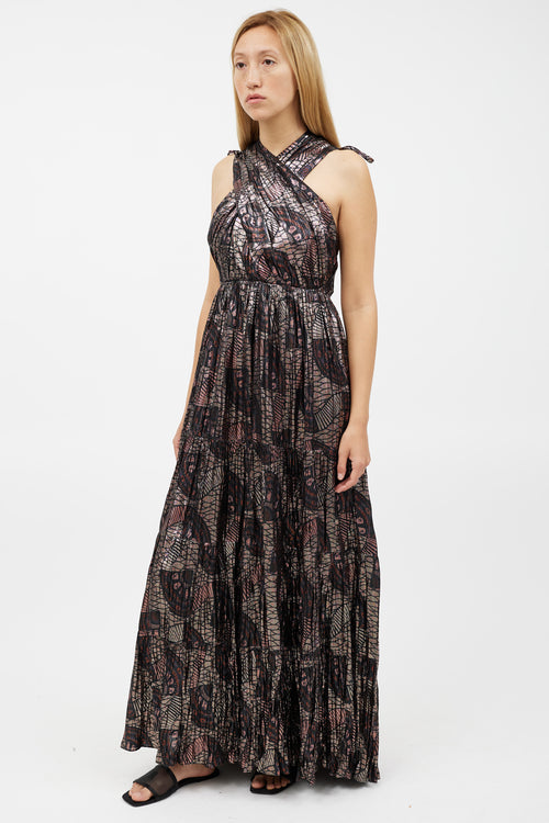 Ulla Johnson Black & Multicolour Metallic Silk Dress