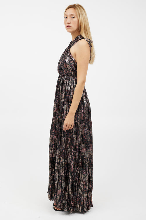 Ulla Johnson Black & Multicolour Metallic Silk Dress