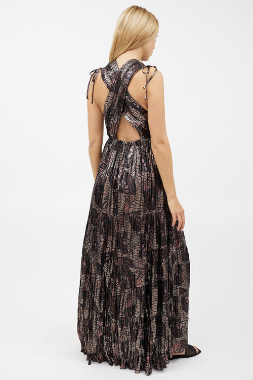Ulla Johnson Black & Multicolour Metallic Silk Dress