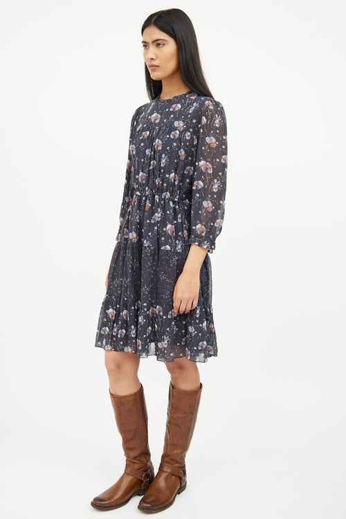 Ulla Johnson Blue Multi Colour Floral Silk Dress