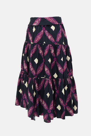 Ulla Johnson Printed Tiered Maxi Skirt