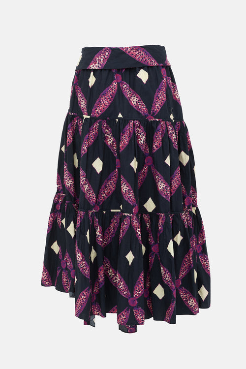 Ulla Johnson Printed Tiered Maxi Skirt