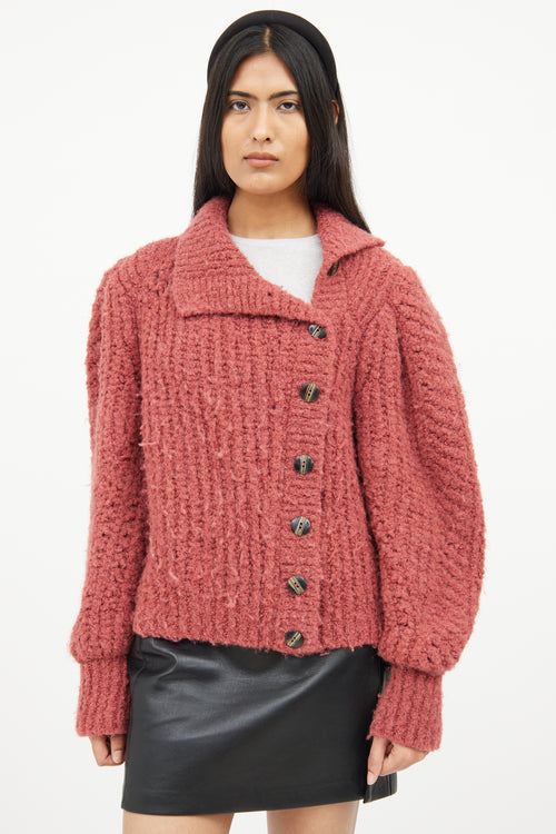 Ulla Johnson Red Knit Wool Cardigan