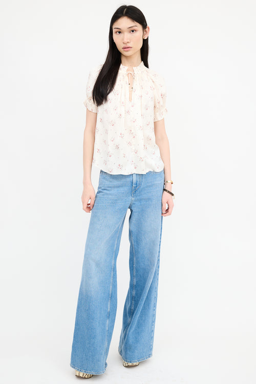 Ulla Johnson Satin Floral Blouse