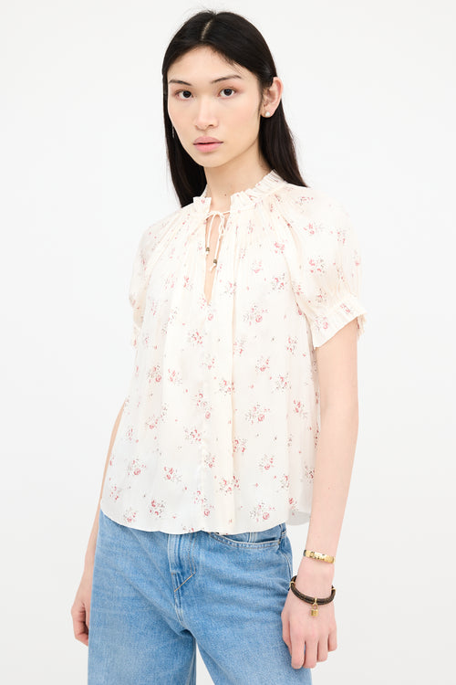 Ulla Johnson Satin Floral Blouse