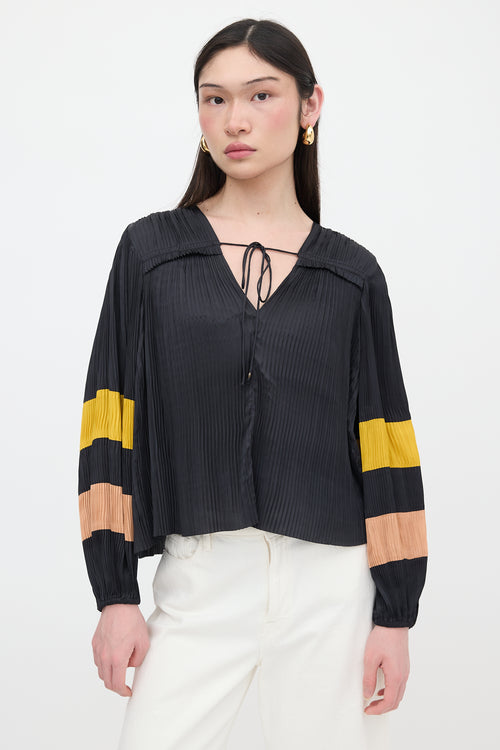 Ulla Johnson Satin Plissé Blouse