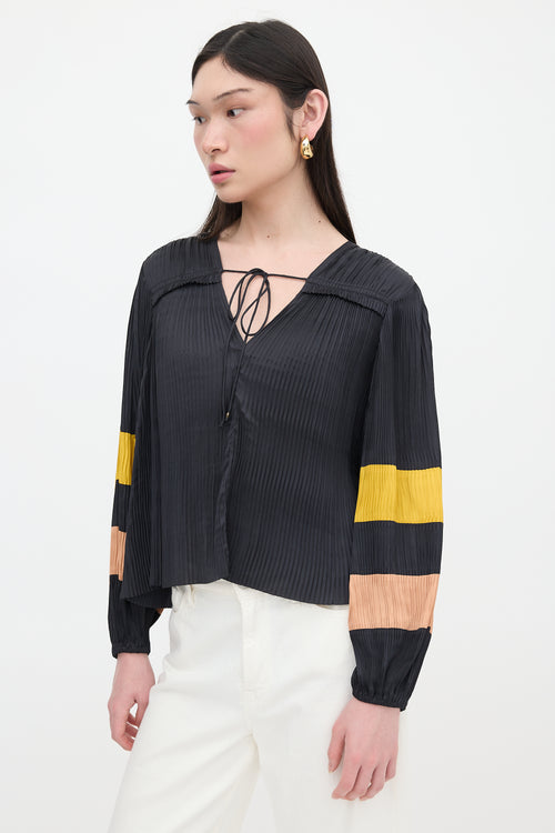 Ulla Johnson Satin Plissé Blouse