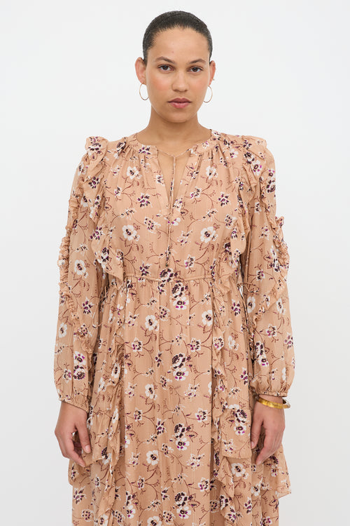 Ulla Johnson Silk Floral Ruffled Maxi Dress