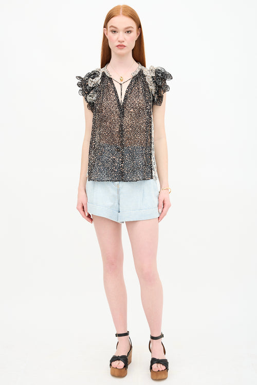 Ulla Johnson Silk Sheer Floral Top