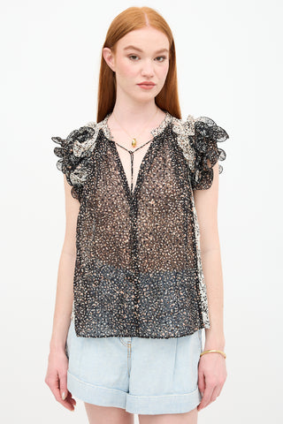 Ulla Johnson Silk Sheer Floral Top