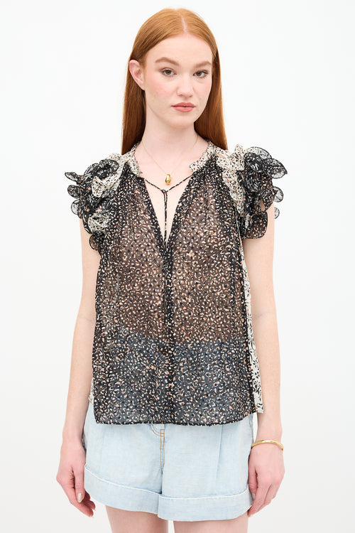 Ulla Johnson Silk Sheer Floral Top