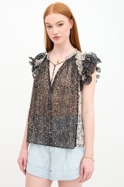 Ulla Johnson Silk Sheer Floral Top