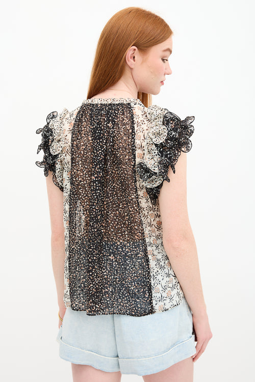 Ulla Johnson Silk Sheer Floral Top