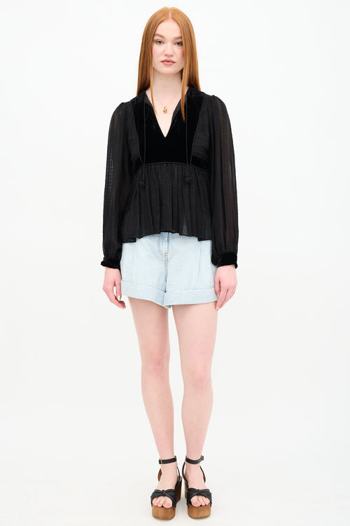 Ulla Johnson Silk & Velvet Riya Blouse