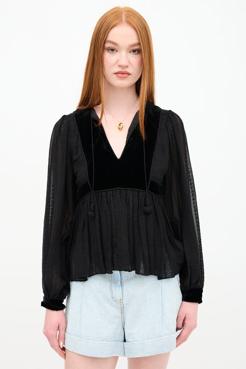 Ulla Johnson Silk & Velvet Riya Blouse
