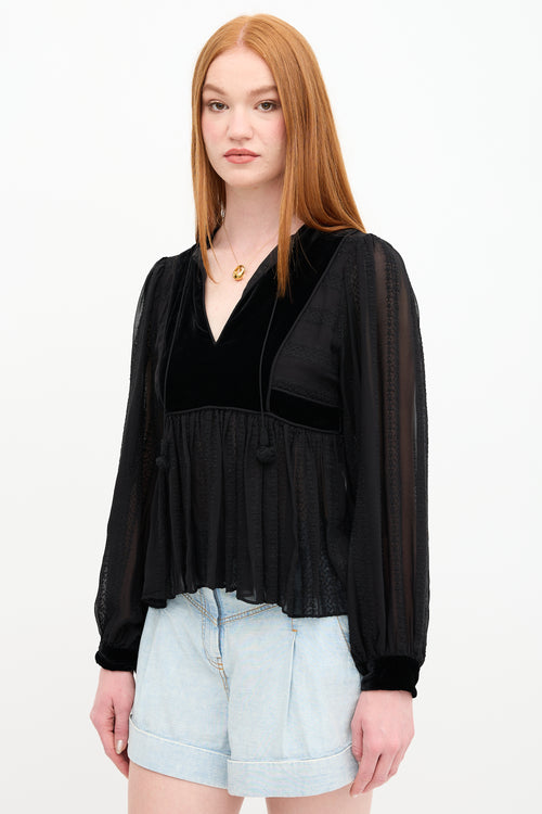 Ulla Johnson Silk & Velvet Riya Blouse