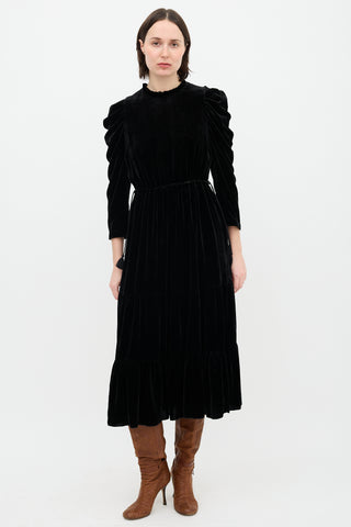 Ulla Johnson Velvet Ruffle Maxi Dress