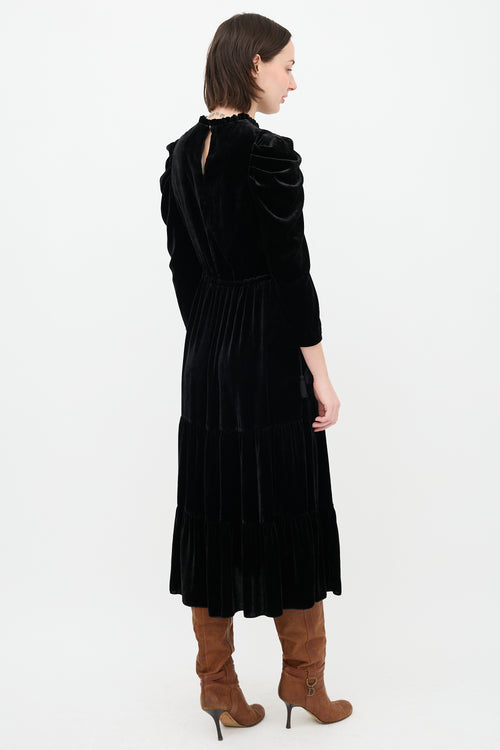 Ulla Johnson Velvet Ruffle Maxi Dress