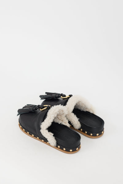 Ulla Johnson // Black Leather & Shearling Ruby Mule – VSP Consignment