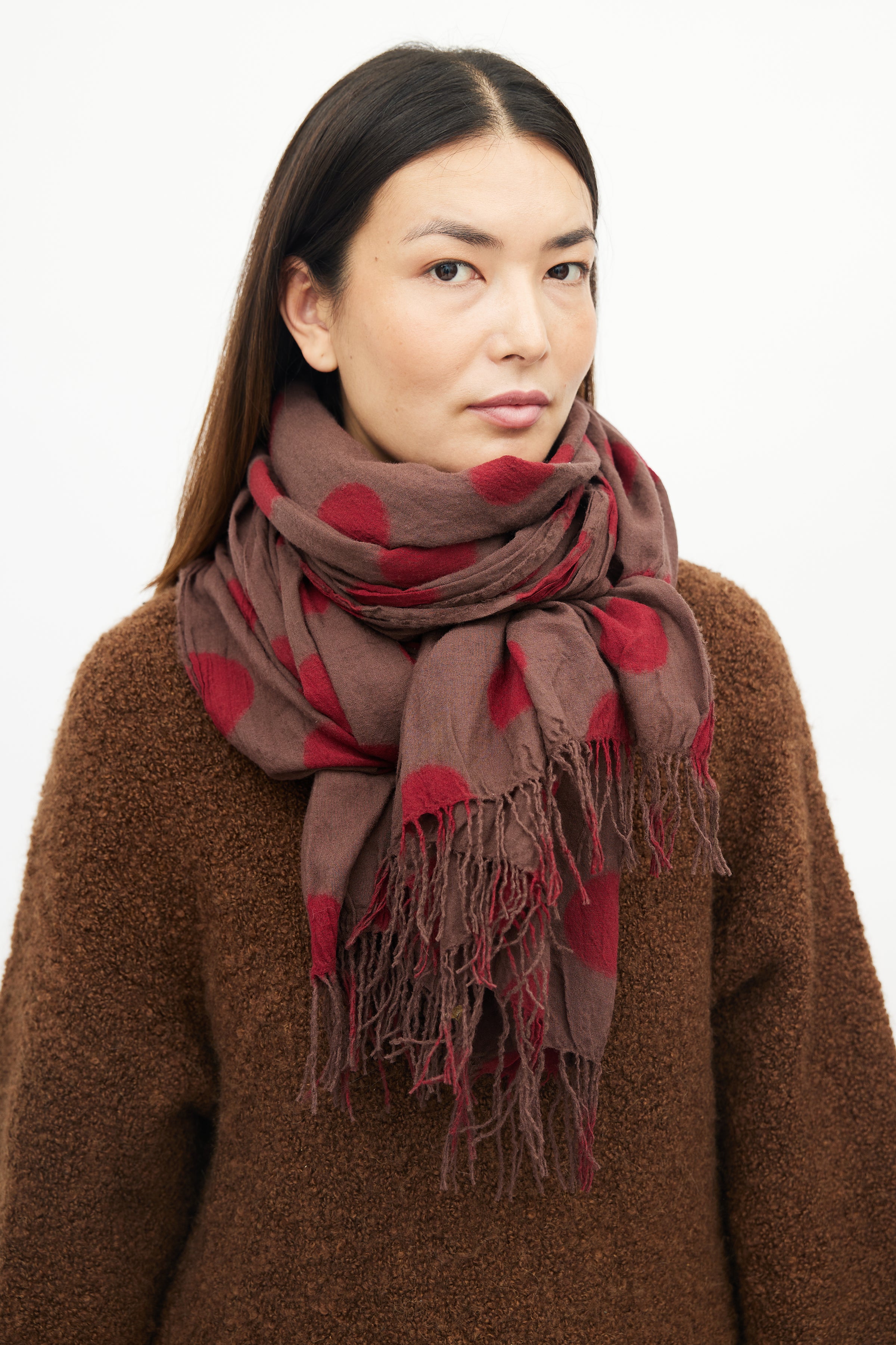 Uma Wang // Brown & Red Polka Dot Wool Scarf – VSP Consignment