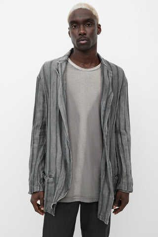 Un-namable Grey & Black Striped Open Front Cardigan