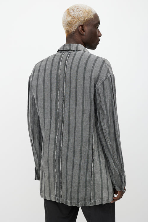 Un-namable Grey & Black Striped Open Front Cardigan