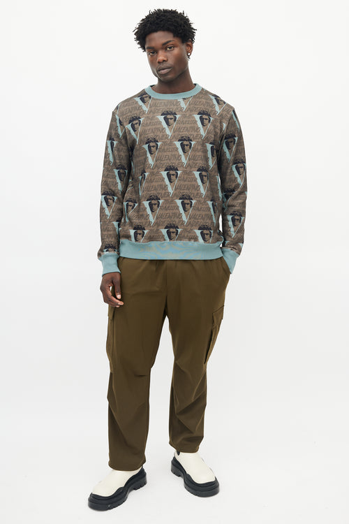 Undercover X Valentino Green & Brown Logo Sweatshirt