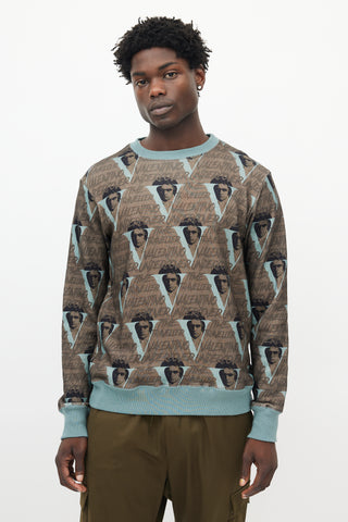 Undercover X Valentino Green & Brown Logo Sweatshirt