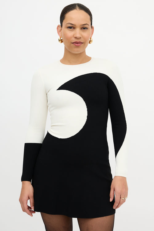 Valentino Crescent Knit Flare Dress