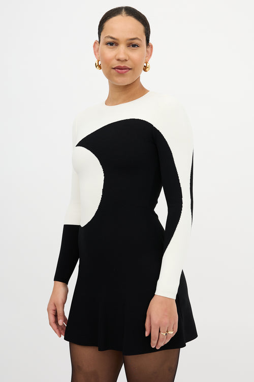 Valentino Crescent Knit Flare Dress