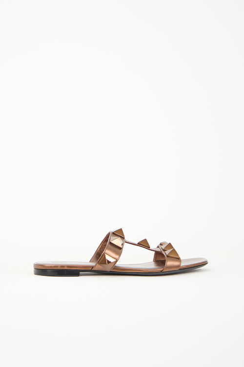 Valentino Leather Roman Stud Slide