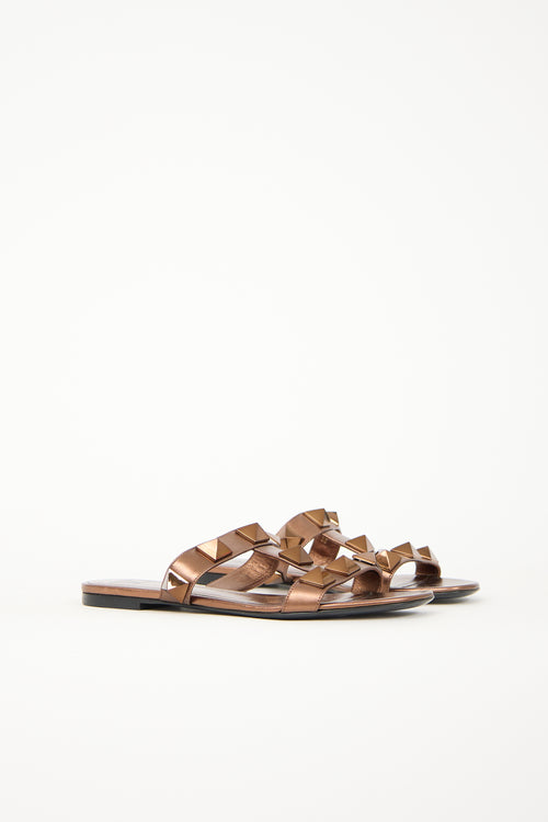 Valentino Leather Roman Stud Slide