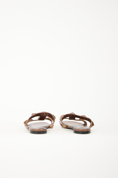Valentino Leather Roman Stud Slide