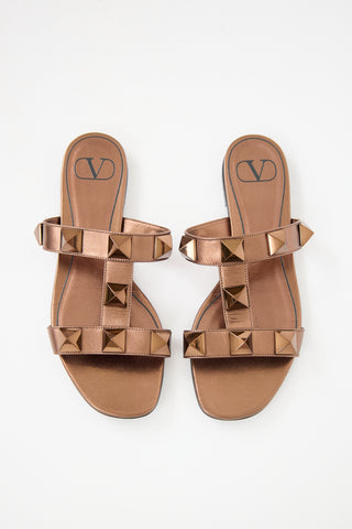 Valentino Leather Roman Stud Slide