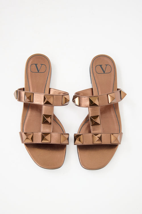 Valentino Leather Roman Stud Slide