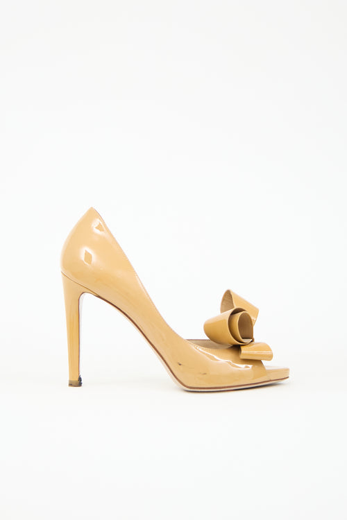 Valentino Patent Leather D'Orsay Bow Pump