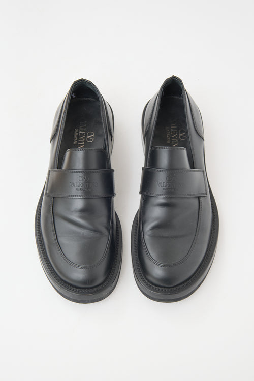 Valentino Leather Rockstud Essential Loafer