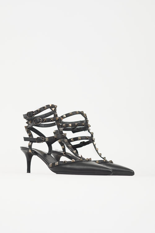 Valentino Leather Strappy Rockstud Pump