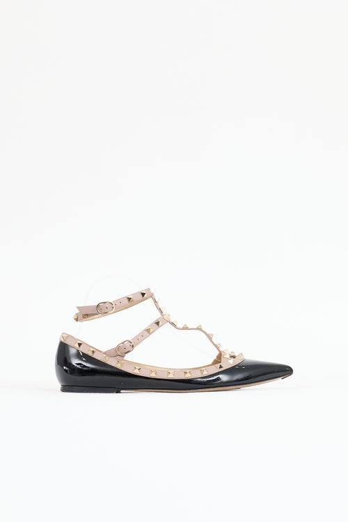 Valentino Patent Rockstud Cage Flat