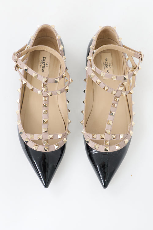 Valentino Patent Rockstud Cage Flat