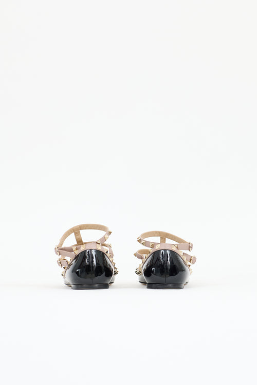 Valentino Patent Rockstud Cage Flat